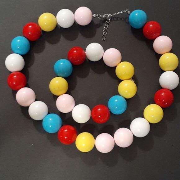 New Harry Styles Colorful Necklace Bracelet Set New - Picture 1 of 4